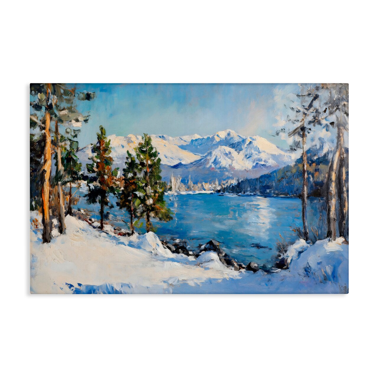Stupell Industries Winter Mountain Lake Canvas, design by Petal Prints Design